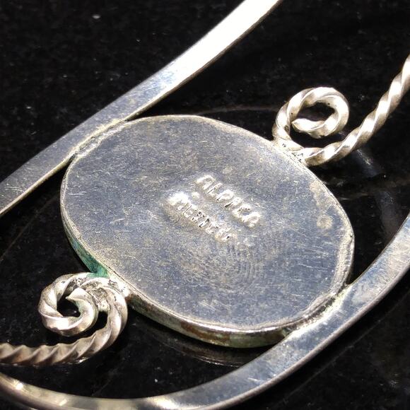 Alpaca Mexico Abalone Shell Cuff Bracelet Silver Tone 1970s Vintage Jewelry - Picture 4 of 10